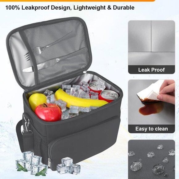 Lunch Box for Women/Men Insulated Lunch Bag Large Capacity Reusable Lunch Tote L - Picture 5 of 7